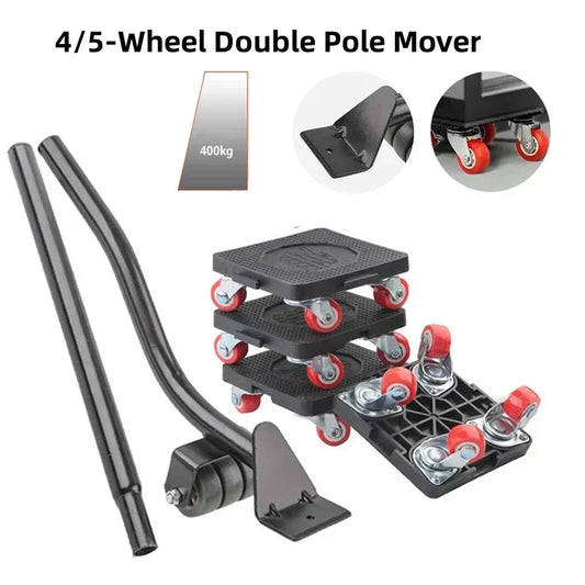 New 6Pwcs Professional Furniture Mover Tool Set Heavy Stuffs Transport Lifter Wheeled Mover Roller with Wheel Bar Moving