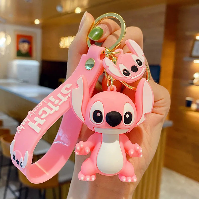 New Anime Disney Keychain Cartoon Mickey Mouse Minnie Lilo & Stitch Cute Doll Keyring Ornament Key Chain Pendant Kids Toys Gifts