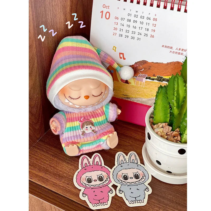 labubu clothes 17cm Mini Plush Doll'S Clothes Outfit Labubu Idol Dolls Sitting Party labubu v2 pajamas cute lovely doll clothes