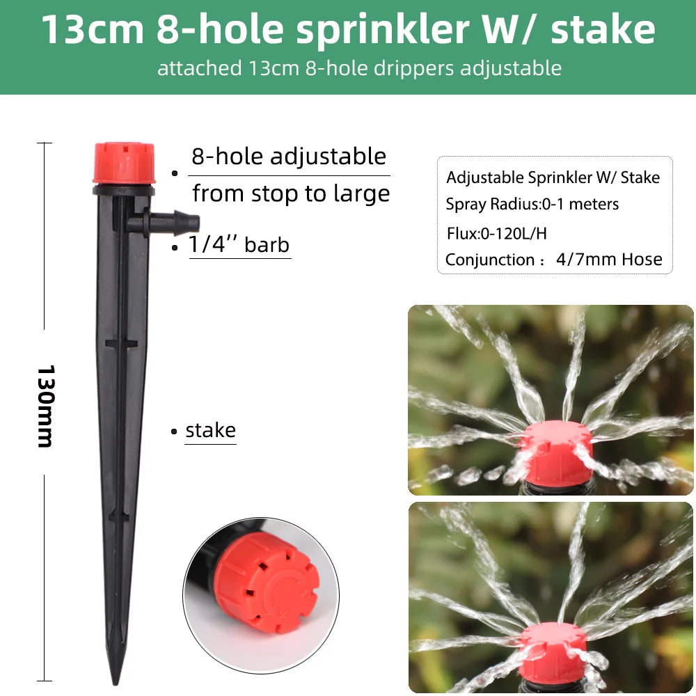 15PCS Gardening Watering Drip 13CM Stake Emitters Sprayer Vortex Sprinkler fit 4/7mm Hose Agriculture Irrigation Misting Nozzles