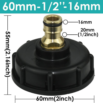 S60 Coarse Thread IBC Tank Tap Connecter 16mm 1/2'' 3/4'' Water Coupling Adapter Faucet Replacement Garden Home Valve Fitting