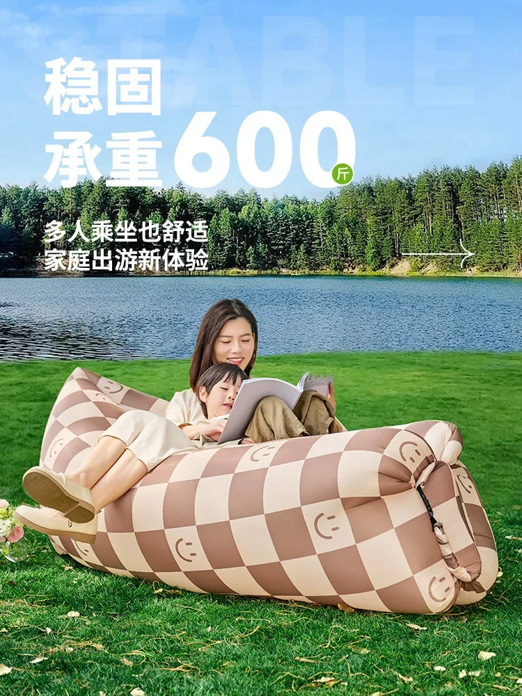 City Wave Inflatable Sofa Outdoor Camping Music Festival Lazy Air Sofa Picnic Portable Air Mattress Bed Thickened