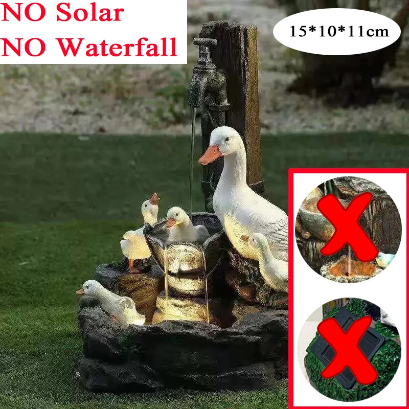 D2 Duck Squirrel Solar Power Resin Patio Fountain Garden Design With Led Light Garden Decoration Outdoor Simulation Decoration