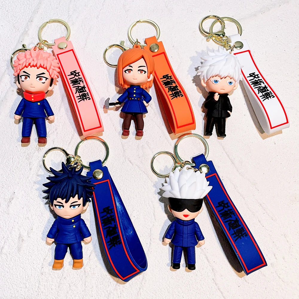 Anime Jujutsu Kaisen Cosplay keychain Gojo Itadori Fushiguro Kugisaki Sukuna Kawaii Doll Keyrings for Bag Pendant Key Holder