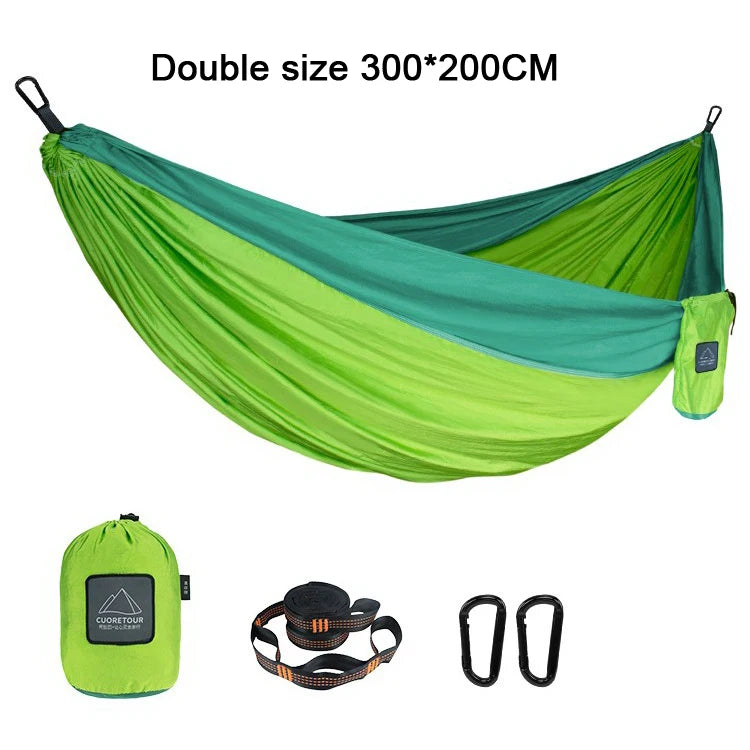 Portable Nylon Parachute Fabric Single and Double Size Outdoor Camping Hiking Garden Hammock