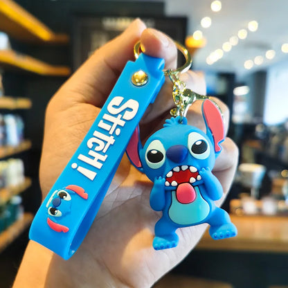 New Anime Disney Keychain Cartoon Mickey Mouse Minnie Lilo & Stitch Cute Doll Keyring Ornament Key Chain Pendant Kids Toys Gifts