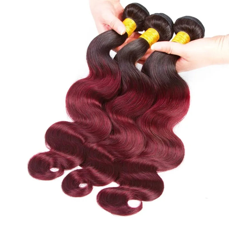 1b/99j Ombre Brown Bundles Body Wave Huamn Hair Bundles 100g/pc 100% Real Brazilian Virgin Human Hair Weave Extensions For Women