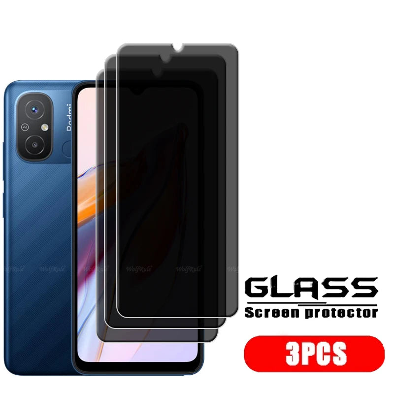 4Pcs For Redmi 12C Glass Xiaomi Redmi 12C Tempered Glass Protective 9H HD Privacy Anti-Spy Cover Glue Screen Protector Redmi 12C