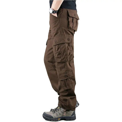 Men's Camo Pants Tactical Cargo Trousers Pure Cotton Overalls Camouflage Loose Work Wear Sports Climbing Sweatpants Heavy Weight