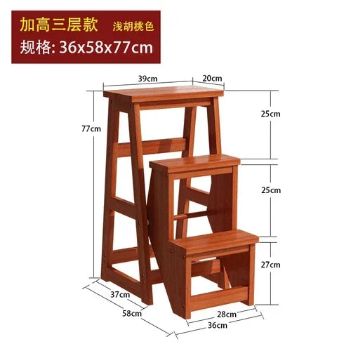 Innovative Multifunctional Household Ladder: Solid Wood Folding Storage, Dual-Use Ladder Chair, Climbing Stool for Home