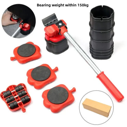 New 6Pwcs Professional Furniture Mover Tool Set Heavy Stuffs Transport Lifter Wheeled Mover Roller with Wheel Bar Moving