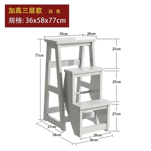 Innovative Multifunctional Household Ladder: Solid Wood Folding Storage, Dual-Use Ladder Chair, Climbing Stool for Home