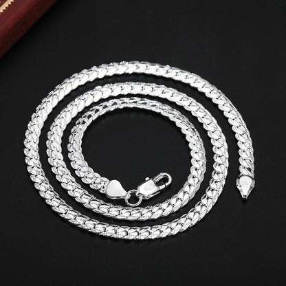 20-60cm Silver Color Luxury Brand Design Noble 5mm Necklace Chain For Woman Men Fashion Wedding Engagement Jewelry