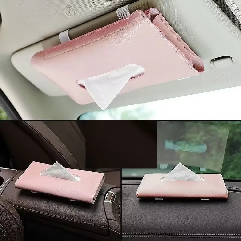 Leather Car Armrest Tissue Box Auto Holder Removable Paper Napkin Box Organizer