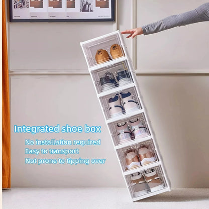 3/6 Layers Shoe Organizers Rack Shelf Foldable Shoes Box Thickened Plastic Sneaker Shoe Storage Box Dustproof Stackable Cabinet