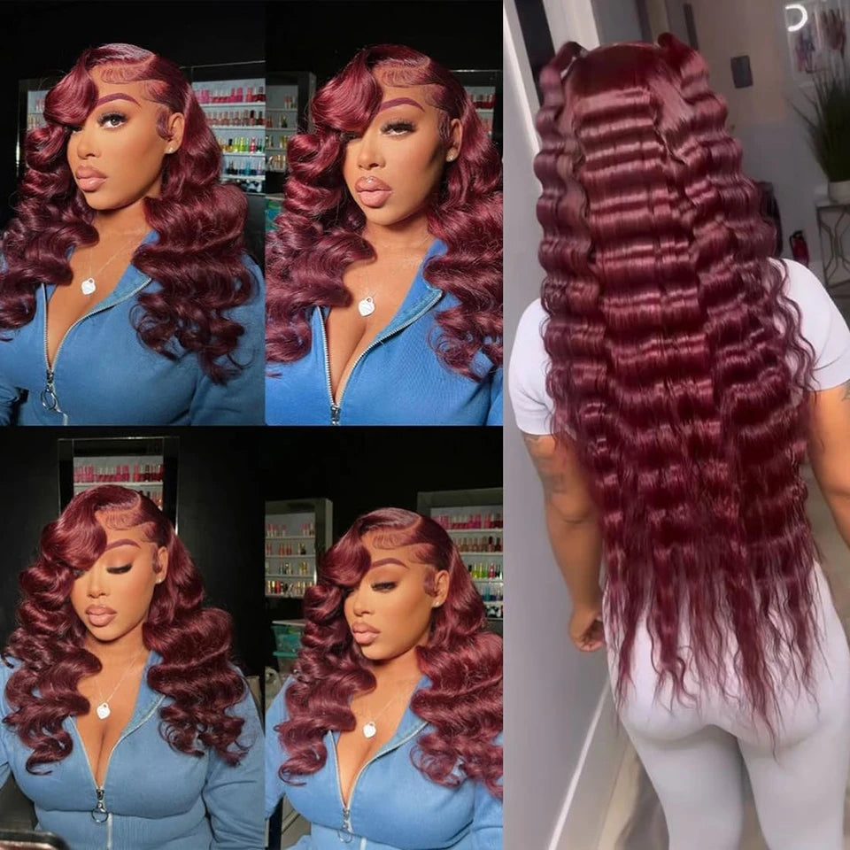 Burgundy Bundles with Closure 99j Loose Deep wave Human Hair with 4x4 lace closure Free Part  Virgin Raw Hair Extensions