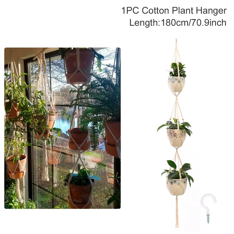 Hanging Plant Handmade Macrame Plant Hanger Flower Pot Planter Hanger Wall Decor Courtyard Garden Hanging Planter Hanging Basket