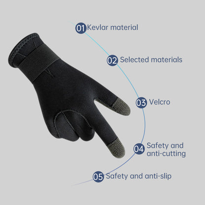 3/5mm Thick Kevlar Diving Gloves. Scratch-proof, for fish hunting, deep dive, spearfishing & skiing.