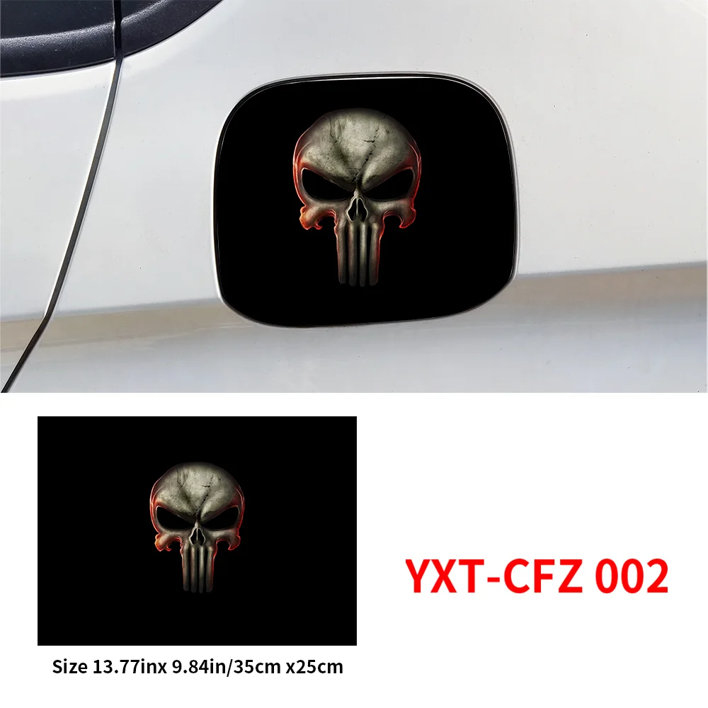 Punisher Skull Blood Car Pull Fuel Tank Stickers Funny Car Waterproof Sunscreen Stickers Pull Fuel Decal Exterior Accessories