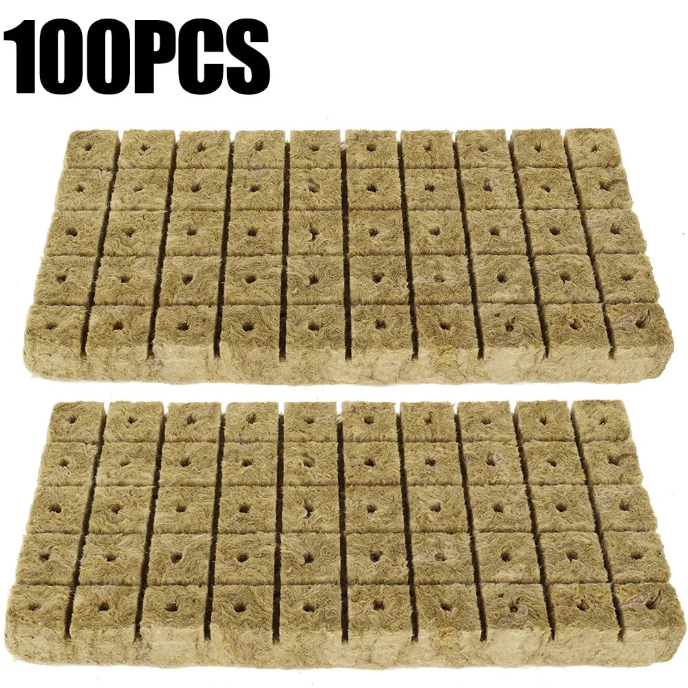 100/50x Stonewool Hydroponic Grow Media Cubes Garden Seedling Block Water Cultivation Seed Sowing Germination Culture Substrate