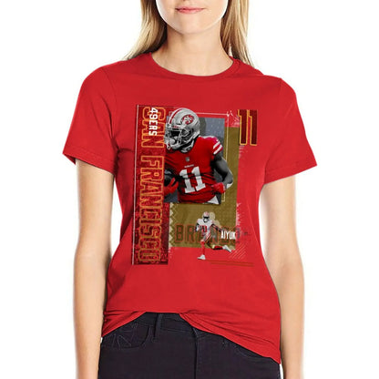 Brandon sport Aiyuk Football Paper 49ers 2 T-Shirt plus size tops anime kawaii clothes plus sizes t shirts for Women loose fit