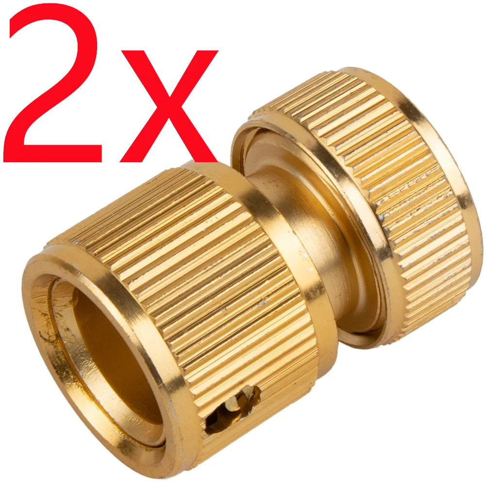 1/2" Garden Brass Hose Connector Watering Water Hose Pipe Tap Adaptor Quick Release Fitting Gardening Irrigation Car Washing