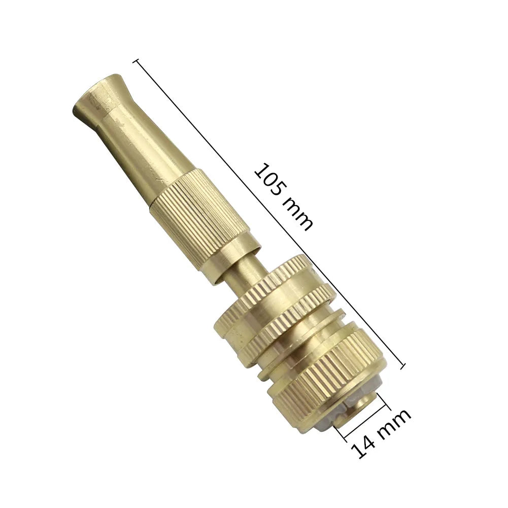 3/4" Female Thread Adjustable High Pressure Brass Water Gun With 3/4" Male Thread to DN16 Pipe Interface Connector Watering Tool