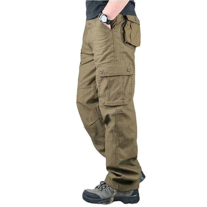 Men's Camo Pants Tactical Cargo Trousers Pure Cotton Overalls Camouflage Loose Work Wear Sports Climbing Sweatpants Heavy Weight