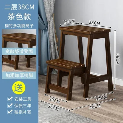 Innovative Multifunctional Household Ladder: Solid Wood Folding Storage, Dual-Use Ladder Chair, Climbing Stool for Home