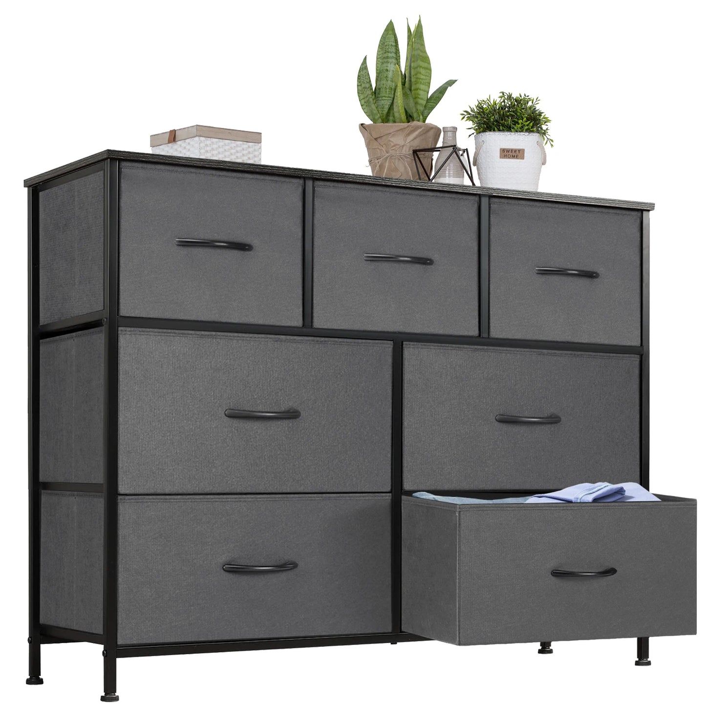 JHK Desser For Bedroom With 7 Fabric Drawers Organizer Storage Closet Chest Clothes For Living Room Display Cabinet Of Furniture