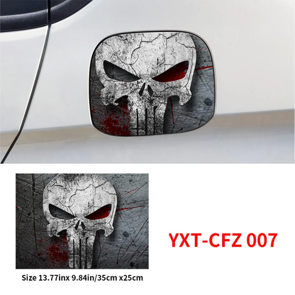 Punisher Skull Blood Car Pull Fuel Tank Stickers Funny Car Waterproof Sunscreen Stickers Pull Fuel Decal Exterior Accessories