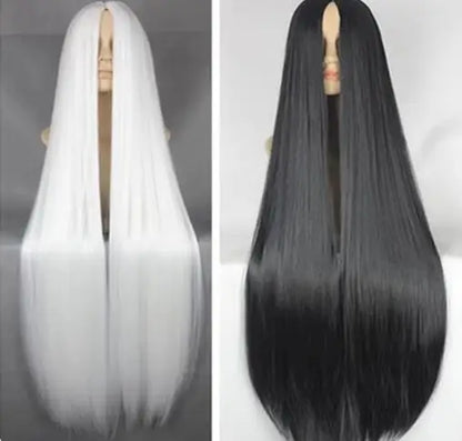 White Wig 100CM/40 Inches Synthetic Heat Resistant Fiber Long Halloween Costume Cos-play Carnival Straight Salon Hair