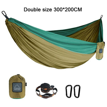 Portable Nylon Parachute Fabric Single and Double Size Outdoor Camping Hiking Garden Hammock