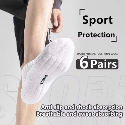 6 Pairs Thick-Soled Moisture Wicking Sports Socks with Cushioned Bottoms Perfect for Running and Professional Sports