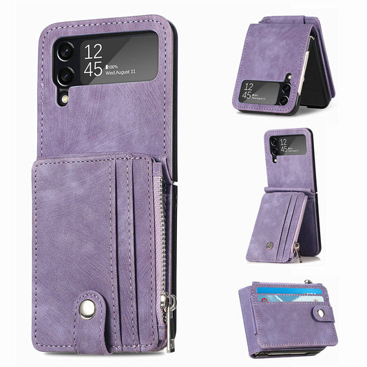 Suitable for Samsung Galaxy Z Flip4 folding phone case zipper card insertion protective cover Z Flip3 flip cover