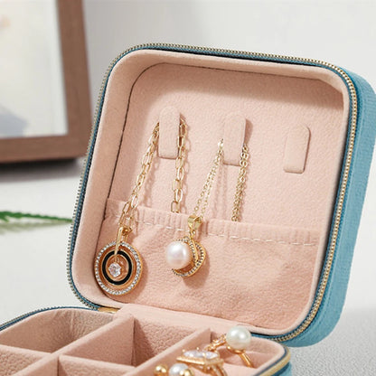 Velvet Jewelry Box For Women Necklace Ring Earrings Organizer Holder Travel Portable Zipper Square Jewelry Storage Case