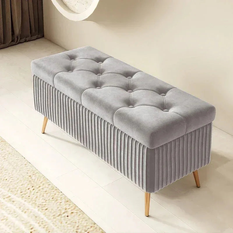 Entrance Velvet Stools for Living Room Furniture Home Ottomans Nordic Storage Bench Bedroom Shoe Changing Stools Bed End Stool