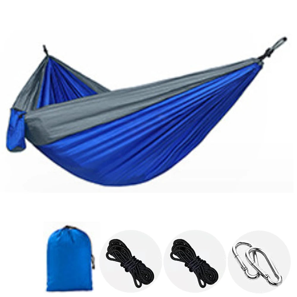 New Camping Hammock Single Person Portable Outdoor With Nylon Color Matching Hammock High Strength Parachute Fabric Hanging Bed