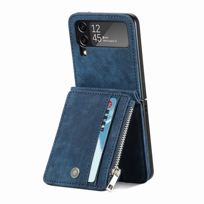 Suitable for Samsung Galaxy Z Flip4 folding phone case zipper card insertion protective cover Z Flip3 flip cover