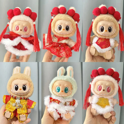 17cm Labubu II Idol Dolls Sitting Party Cute Mini Plush Doll'S Clothes Outfit Accessories For Korea Kpop Exo Clothing DIY Gift