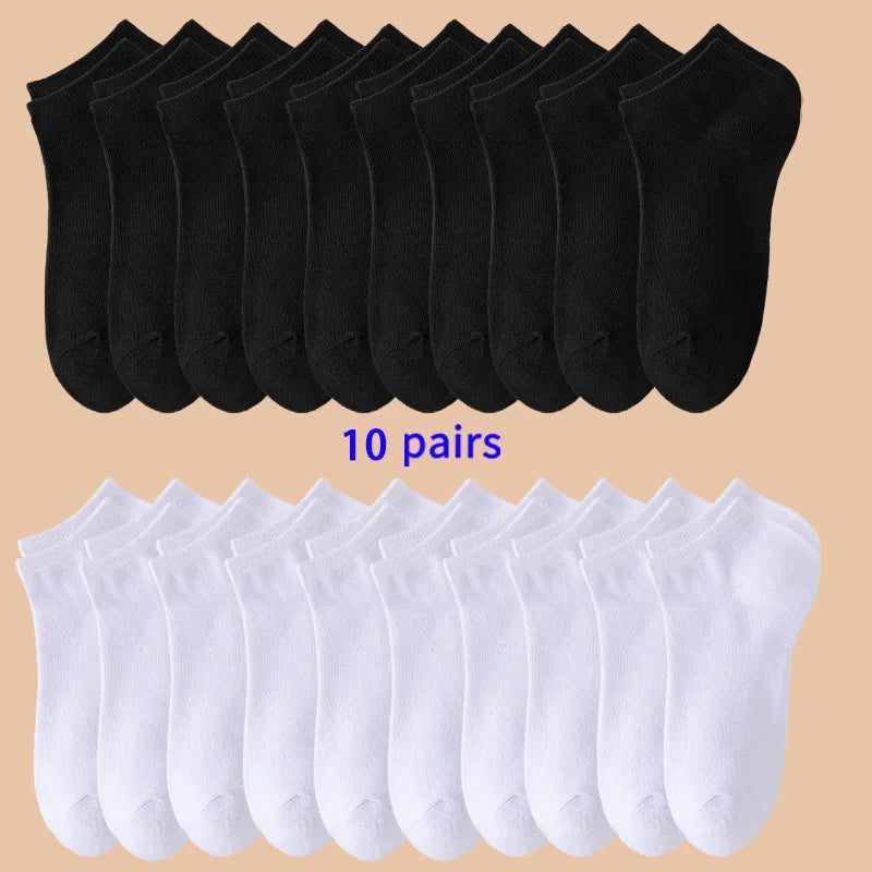 5/7/10 Pairs of Men/women Boat Socks, Plain Color, Anti Odor, Summer Ankle Socks, Casual and Breathable Low Waisted Socks