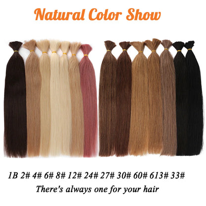 100% Real Human Hair Bulk Blonde no Weft Honey Hair Bulks Vietnamese Virgin Hair Straight Weaving Hair for Braiding