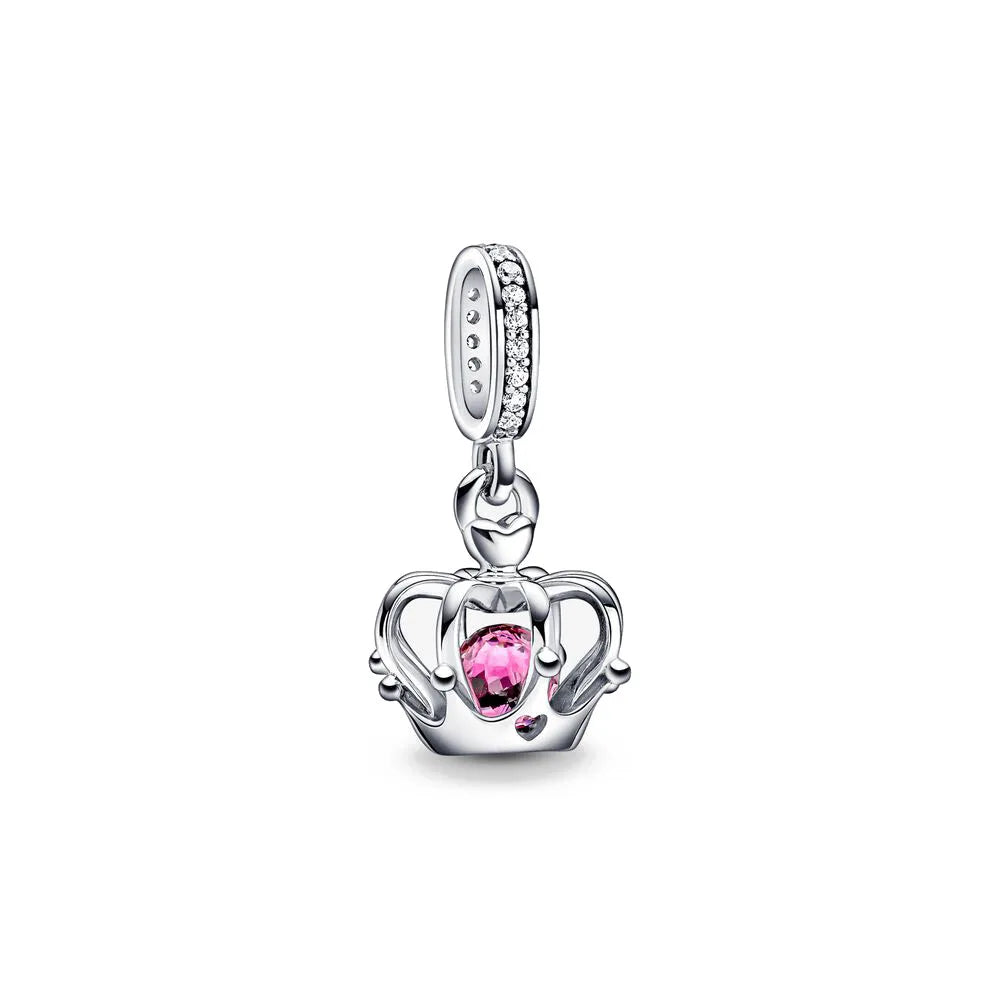 New 2023 Fashion Pink Pansy Flower Pendant Bead 925 Sterling Silver Plated Fit Necklace Keychain Charm DIY Jewelry Bracelet