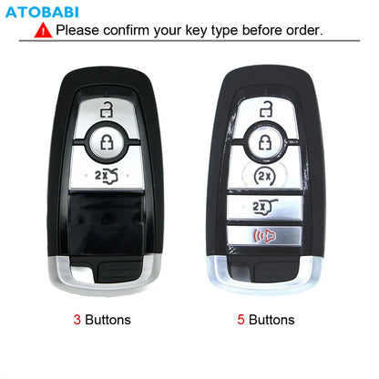 ATOBABI Leather Car Key Cases For Ford F-150 F-250 F-350 F-550 Explorer Fusion Mustang Edge 5 Buttons Smart Remote Control Cover