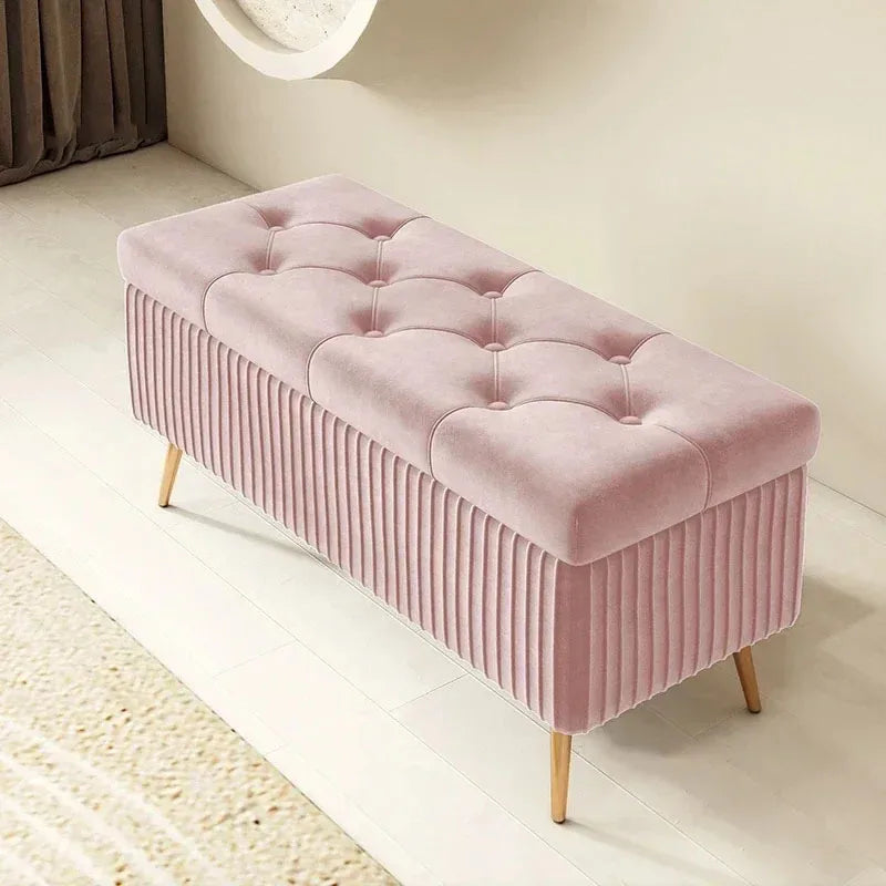 Entrance Velvet Stools for Living Room Furniture Home Ottomans Nordic Storage Bench Bedroom Shoe Changing Stools Bed End Stool