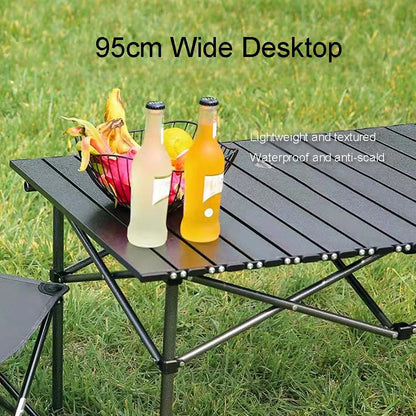 Outdoor Folding Long Table Portable Storage Black Camping Desk Barbecue Easy To Install With Net Bag Light Stable