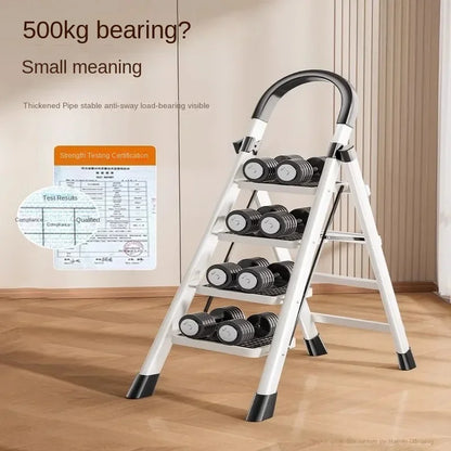 Portable Carbon Steel Folding Ladder Chair Strong Load-Bearing Step Stool Kitchen Folding Ladder for Household Use