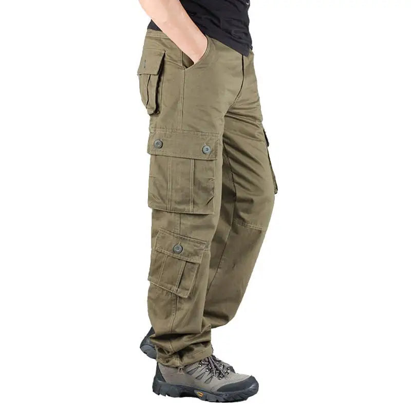 Men's Camo Pants Tactical Cargo Trousers Pure Cotton Overalls Camouflage Loose Work Wear Sports Climbing Sweatpants Heavy Weight