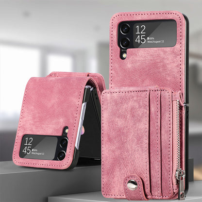 Suitable for Samsung Galaxy Z Flip4 folding phone case zipper card insertion protective cover Z Flip3 flip cover