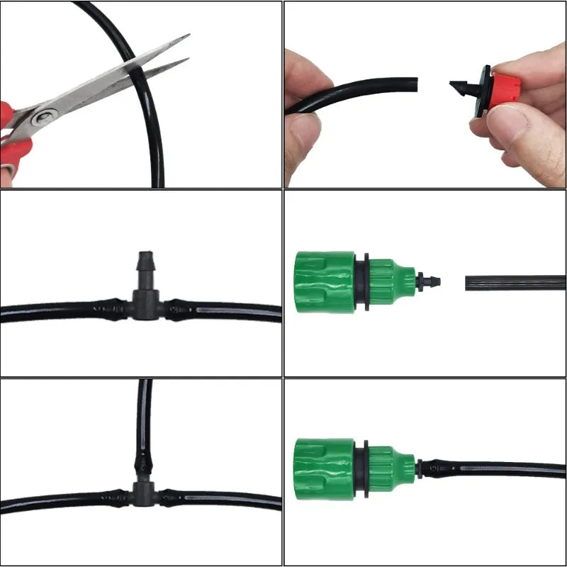 DIY 5-50m PVC Garden Watering Garden Hose 4/7mm Micro Irrigation Pipe Drip Watering Kits with Adjustable Drippers Punch Tool